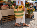 Kenya Green Stripe Beach Tote & Market Bag