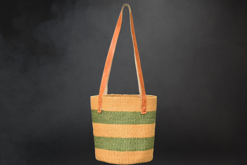 Kenya Green Stripe Beach Tote & Market Bag