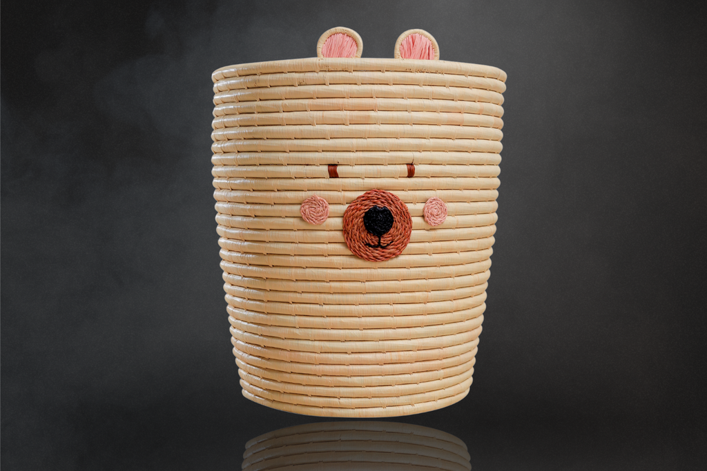 Handwoven Uganda Animal Bin: Whimsical Storage with Safari Spirit