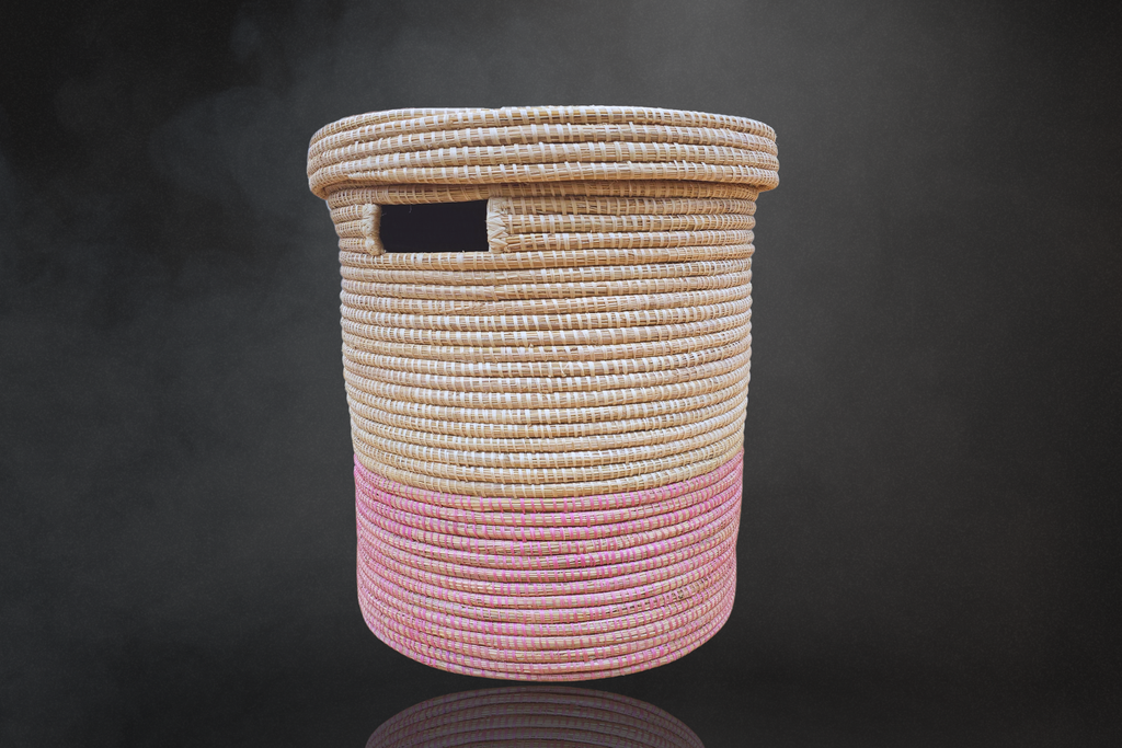Uganda Lidded Hamper-Pink
