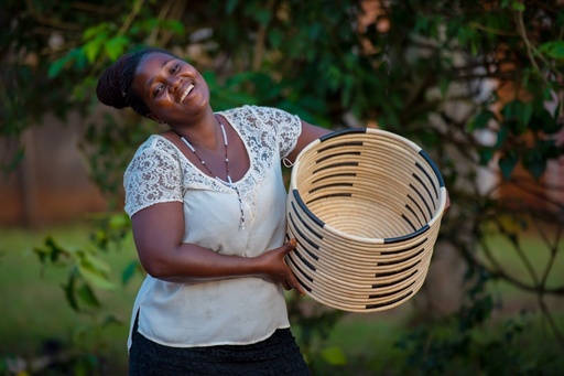 Sisal Storage Bin: Strong Lines, Uganda Heart