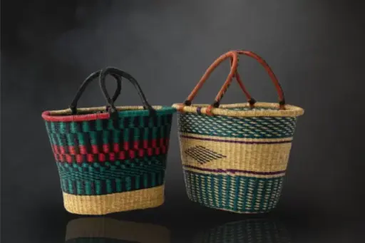 [GTS3] Handwoven Ghana Tapered Shopper: Roomy, Global Flair